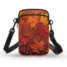 Verstellbare Polyester-Umhängetasche für Damen, 11 x 5 x 18 cm, Ahornblatt