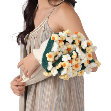 Handmade 31.5" Daisies Bouquet Crochet Blanket – Yellow & White, for Mother's Day, Birthday, Valentine's, or Home Decor