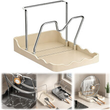 2-in-1 Stainless Steel Pot Lid & Utensil Storage Rack with Tray – Space-Saving Countertop Stand, Compatible with White Elephant Gifts