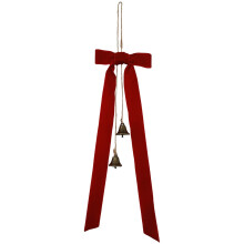 Velvet Christmas Bow Ornament with Bells, DIY Festive Tree/Wreath Accessory, Soft Flocking, Easy Hang – Compatible with Standard Hooks