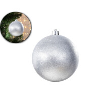 6" Shatterproof Plastic Christmas Tree Balls, Extra Large Glitter Baubles for Holiday, Wedding & Party Decor – Compatible with Standard Tree Hooks