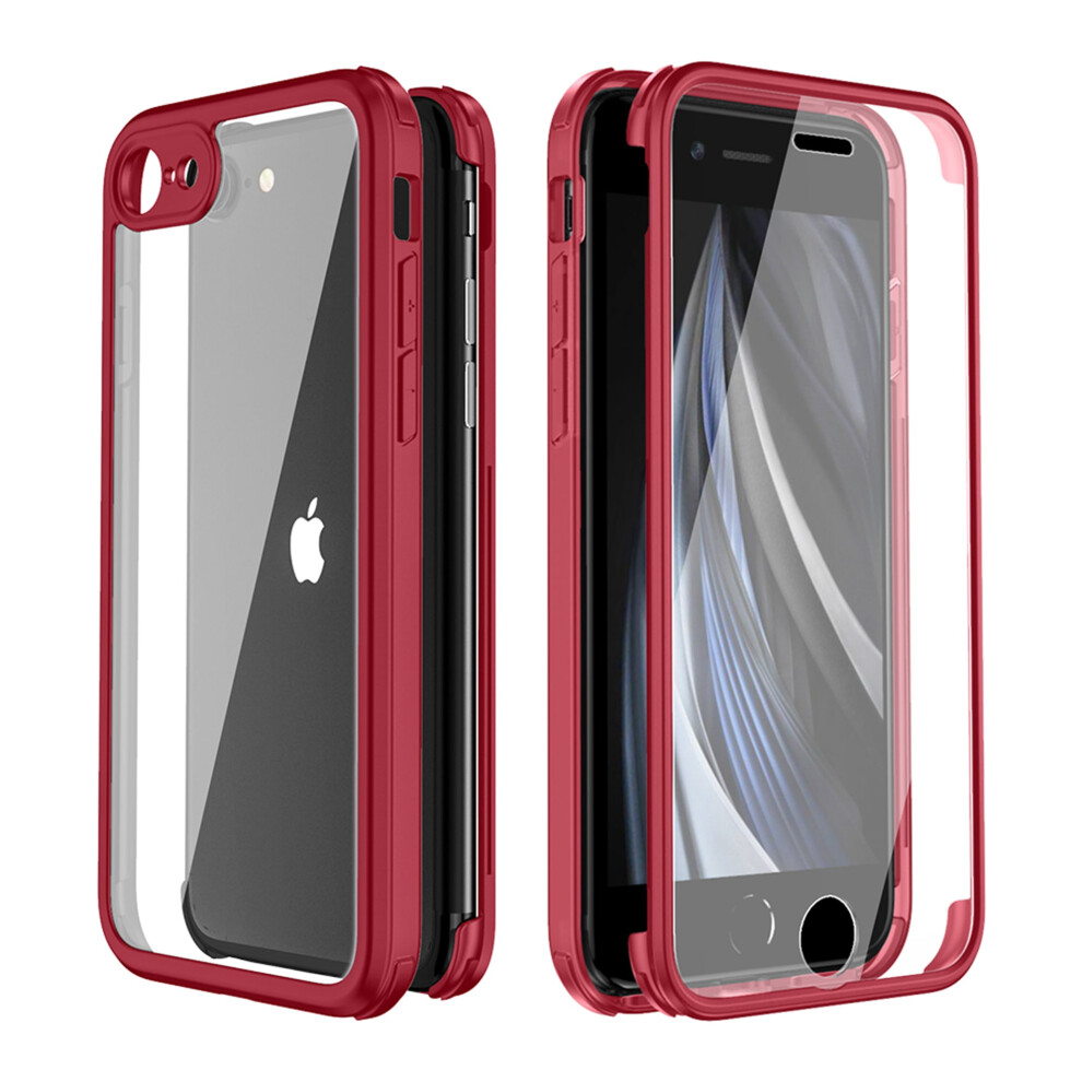 Dual-Layer Case For Iphone Se 2020 / Iphone 7 / Iphone 8: Shockproof, Tempe Glass + Flexible Tpu Bumper Â Compatible With Iphone Se 2020 Red 9341593701921