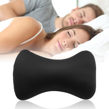 Black 38cm Soft Mini Bone Headrest Roll Pillow for Travel, Car, Sofa, Bed – Portable Nap Pillow for Students & Kids, Compatible with All Seats