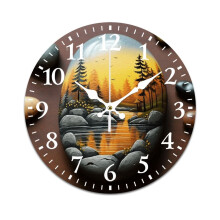 Horloge murale rétro à motif pierre, à piles