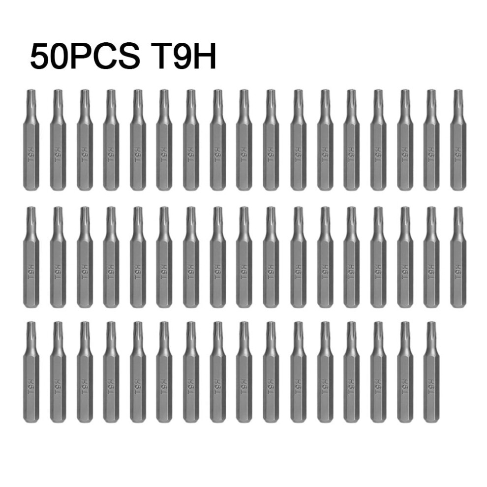 50Pcs 4Mm Hex Shank Torx Plum Blossom Screwdriver Bits Set (T9h), Compatible With Power Tools 9341593705585