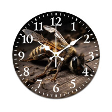 Natural Bee Pattern Retro Mute Wall Clock – Battery Powered, Compatible with Home, Living Room, Kitchen & Office Decor