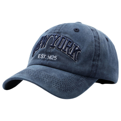 Καπέλο μπέιζμπολ Unisex από πλυμένο τζιν σε vintage στυλ Νέας Υόρκης με κεντημένα