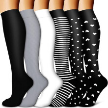 Compression Socks for Women Circulation Knee High 6 Pairs for Nurses, Running, Travel, Athletic，Style 31