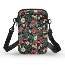 Umhängetasche mit Blumenmuster und Reißverschluss, 4,33 x 1,97 x 7,09 cm, für Damen, Polyester