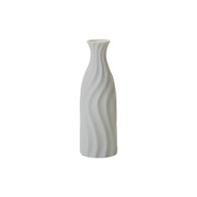 7.95" Tall White Ceramic Wave Bud Vase, Small Mouth Single Stem – Decorative Table/Shelf/Home/Office Decor