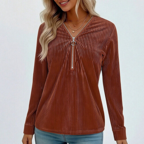 Women's Solid Long Sleeve Top Soft Casual Basic