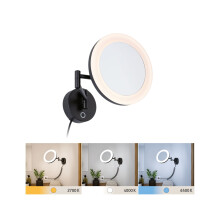 Paulmann 71149 LED makeup mirror Masua IP44 White Switch 55lm 230V 4W Black matt 3x magnification