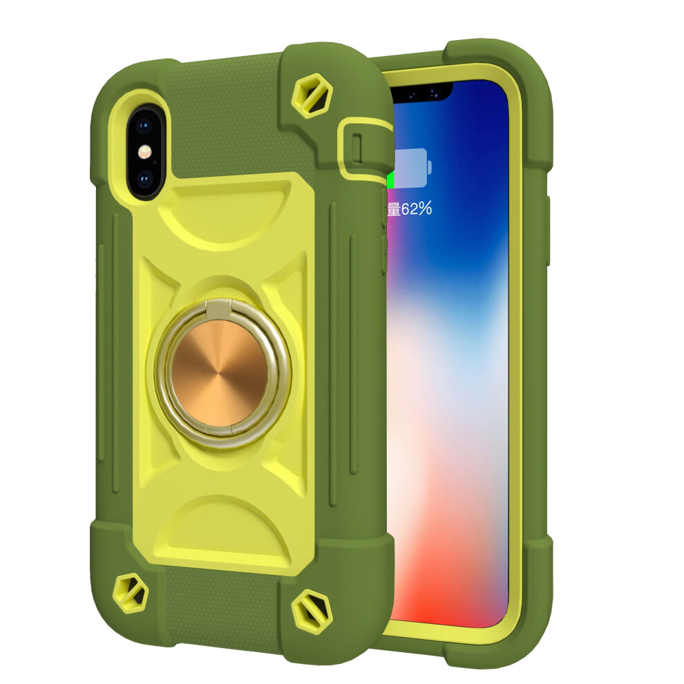 Compatible With Iphone Xs Max 6.5" Case Â Shock-Proof, Magnetic Car Mount Kickstand, Rugged Hybrid Rubber & Pc Cover, Dark Green 9341593702195