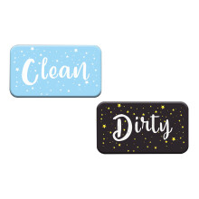 Double-Sided Dishwasher Magnet Sign (3.5x2") – Clean/Dirty Flip Sticker for Fridge, Synthetic Paper & Rubber, Easy Install