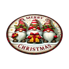 Christmas Round Rug Gnome Print Washable Non-Slip 24 inch