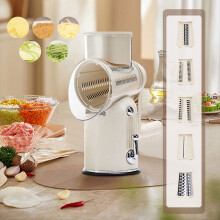5-in-1 Manual Food Slicer with 5 Stainless Steel Blades Vegetable Cheese Grater Shredder for Kitchen Prep with Suction Base