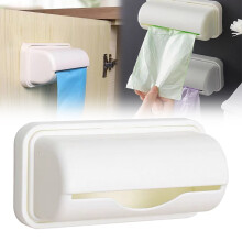 Wall-Mounted Plastic Trash Bag Dispenser Roll Holder – No-Punch, Compatible with Standard Rolls