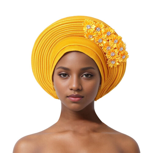 Αυτόματη αφρικανική κεφαλή γραβάτας Aso Oke Headwraps καπέλο τουρμπάνι γάμου πάρτι