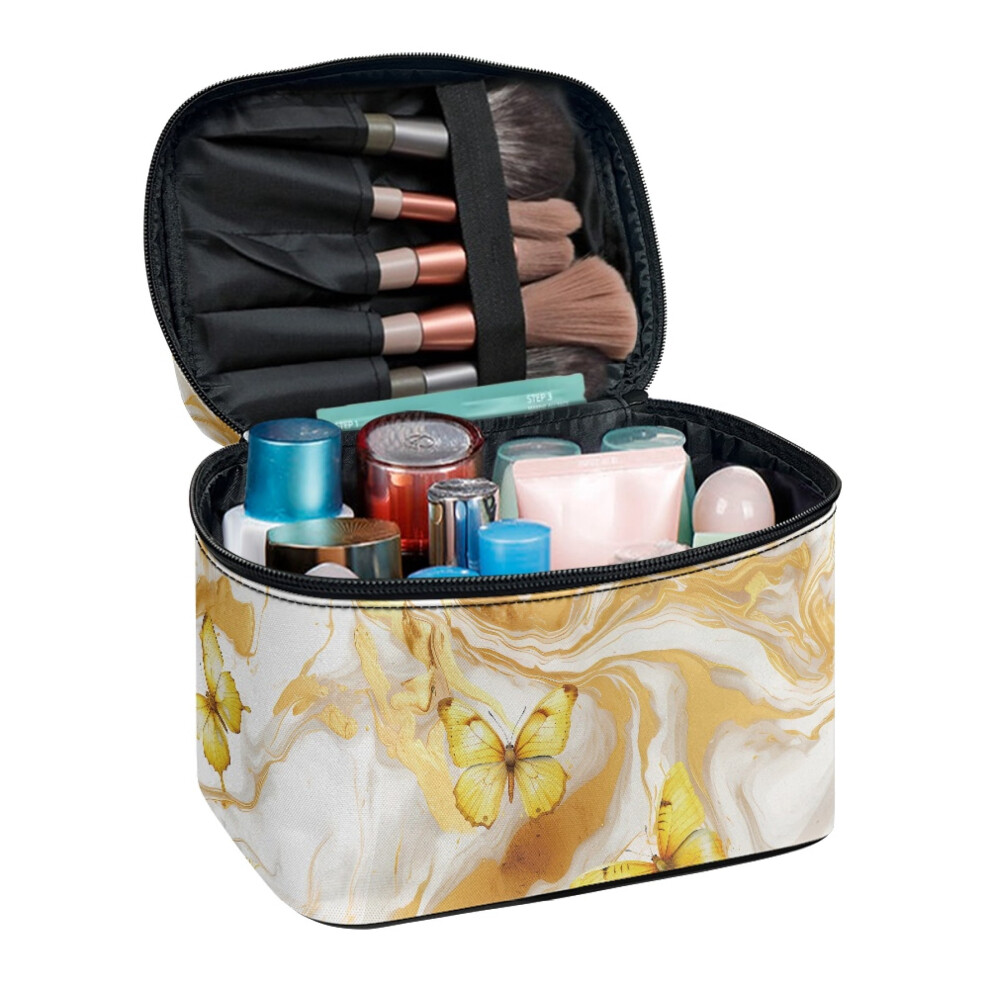 Cosmetic Organizer with Brush Slots Portable Makeup Bag