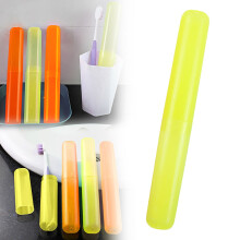 PRYESS Multicolor Plastic Toothbrush Case Holder Set – Compact Travel Cover, Protective Design, Yellow