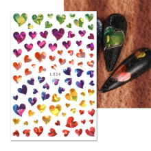 Glitter Nail Stickers 3D Heart Shaped Self Manicure Decals Design DIY Decoration For Women Girls