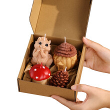 Leutsin Christmas Scented Candles Gift Box with 4 Squirrel