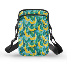 Umhängetasche mit verstellbarem Schultergurt und Bananenmuster für Damen und Herren, Schultertasche aus Polyester mit 2 Lagen