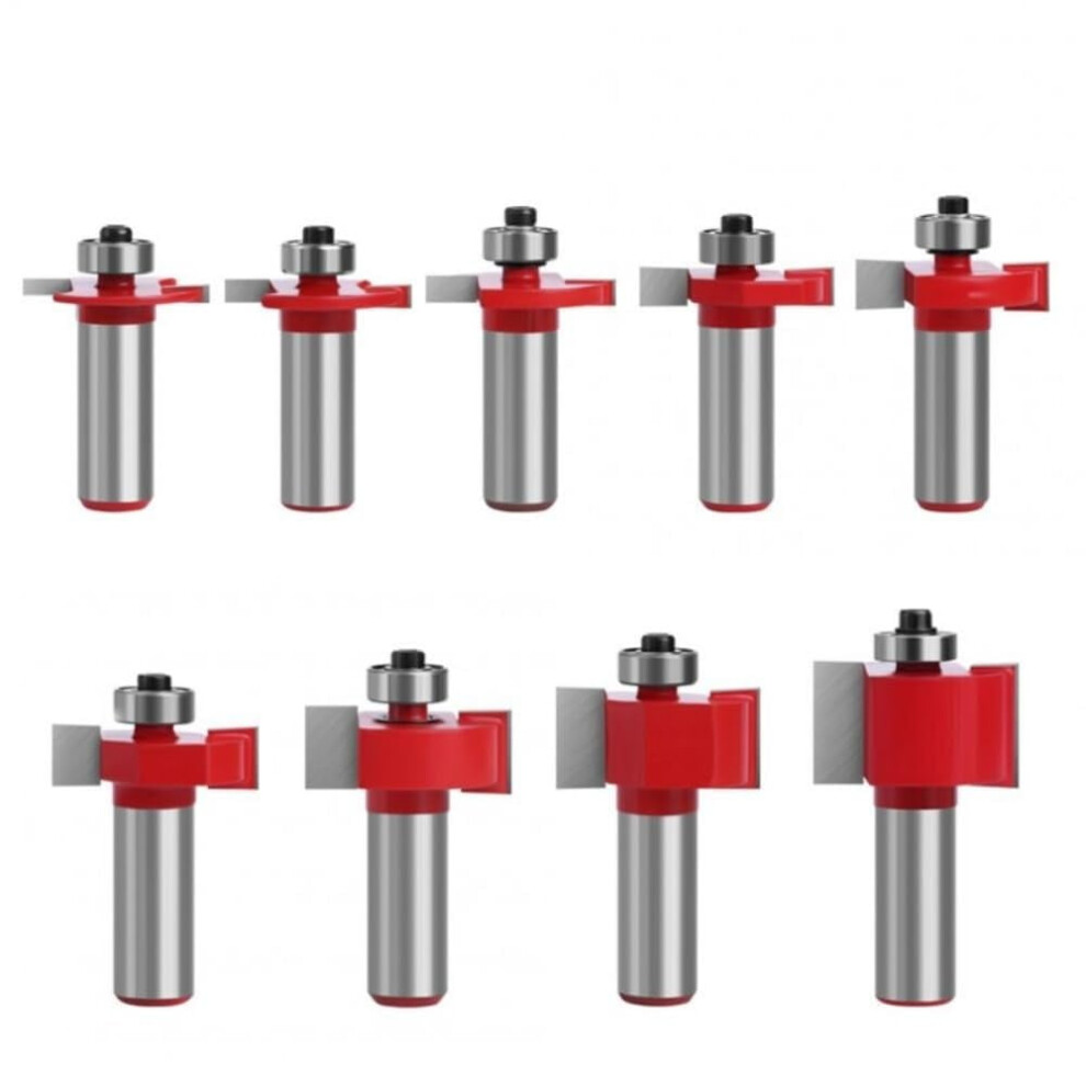 Premium 1/2" Shank T-Slot Router Bit Set For Woodworking - Includes 9 Pieces For Slotting, Milling, And Rabbeting 9097180893585