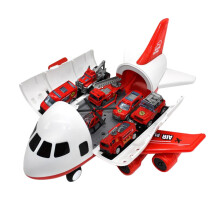 Speelgoedvliegtuig voor kinderen: vrachtschip met 6 voertuigen, ideaal als vakantie- of verjaardagscadeau - Rood_ 6 brandweerwagens