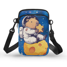 Umhängetasche mit verstellbarem Schultergurt für den täglichen Gebrauch im Freien, Capybara-Astronaut auf dem Planeten