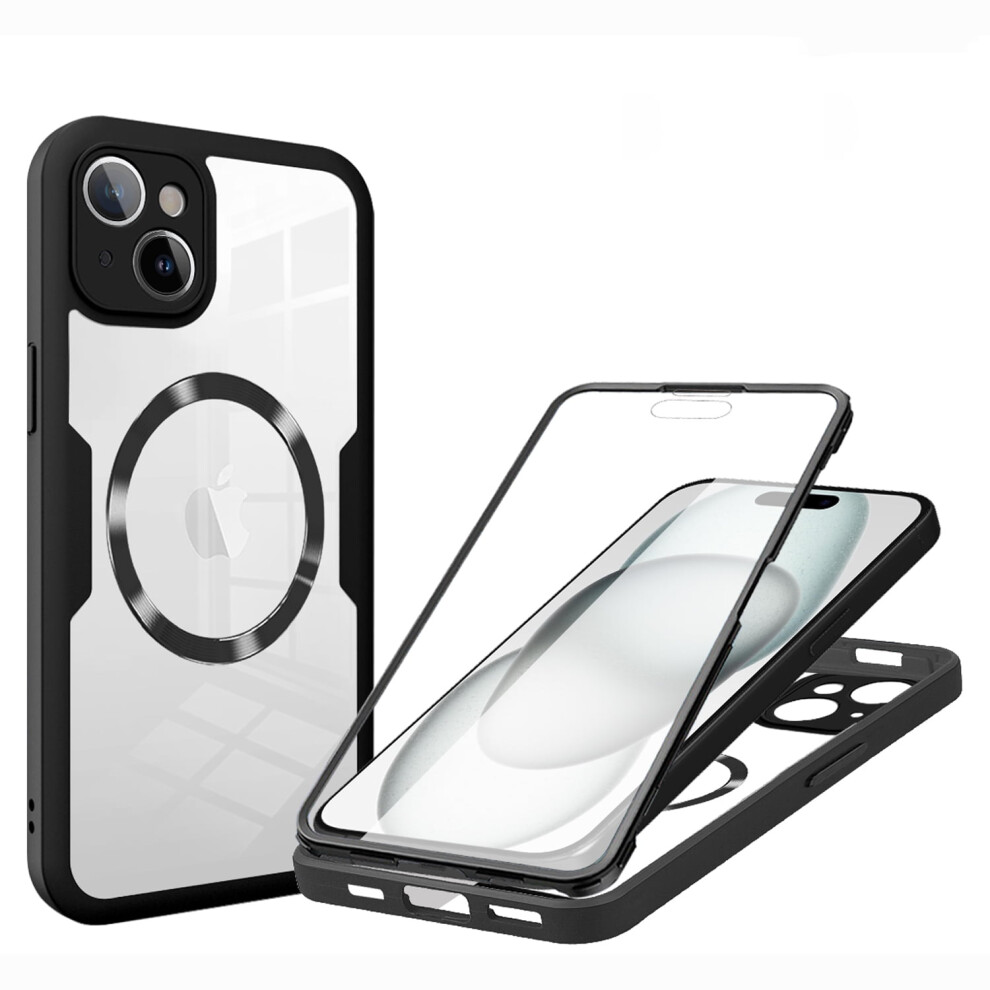 Iphone 14 Plus Case, Magsafe Compatible, Built-In Screen Protector, 360 Shockproof Rugged Clear Dual-Layer Cover, Black 9122141122203