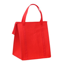 Large Capacity Insulated Smart Shopping Bag – Heavy Duty Reusable Grocery Tote with Zippered Top & Handle (Red), compatible with standard carriers