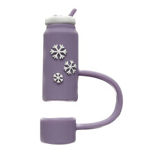 Silicone Straw Covers Compatible with 20-40oz Cups - 10mm Leak Proof Straw Toppers for Tumblers with Handle Design - Purple
