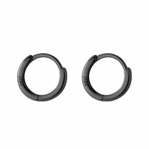 Σκουλαρίκια Huggie Hoop από μαύρο ασήμι 925, 1,9 χιλ.