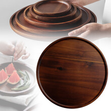 Rustic Wood Serving Tray with Handles, Rectangular Tea Tray for Coffee Table, Kitchen, Dining, and Entertaining, 13cm Wooden Cake Stand A, 13*2cm