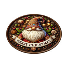 Christmas Round Rug, Washable & Non-Slip, Gnome Print Holiday Decor for Bedroom/Living Room (24", Compatible with Floor Types)