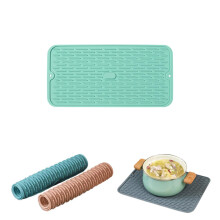 Silicone Dish Drying Mat for Kitchen Sink – Fast-Drying, Heat-Resistant, Raised Edge, Easy Clean – Compatible with Stone Sinks