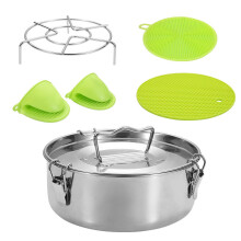 Stainless Steel Steamer Set with Silicone Gloves and Mats