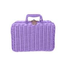 Mini Wicker Picnic Basket, Vintage Storage Hamper & Makeup Organizer, 8.6" Rattan Box with Metal Lock & Handles – Compatible with Travel, Camping,