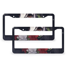 Cute Zebra-in-Santa-Hat License Plate Cover 2-Pack, Black/White Stripe, Stainless Aluminum, Compatible with US Vehicles
