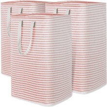 WarmHaven 3-Pack Collapsible Laundry Hamper, 80L Each, Waterproof & Freestanding, Easy-Carry Handles, Pink – Compatible with Home, Dorm, Bedroom,