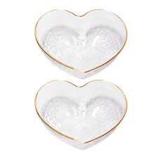 Heart Shaped Glass Food Containers Transparent 2Pcs 3.5X3.1X1.6In