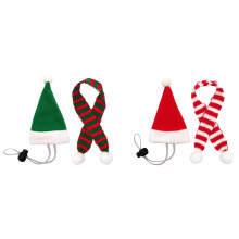 4/2/1 Sets Christmas Pet Chicken Hat Scarf Set, Mini Santa Hat Adjustable Straps Hat for Hen Hamster Pig Parrot Christmas Outfits