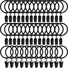 Metal Curtain Rings with Clips, Curtain Clip Rings Hooks for Hanging Drapery Drapes Bows, Curtain Rod Rings