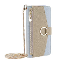 Crossbody Wallet Case compatible with Samsung Galaxy A54 5G – PU Leather Zipper Purse w/ Card Holder, Mini Mirror & Magnetic Closure, Blue