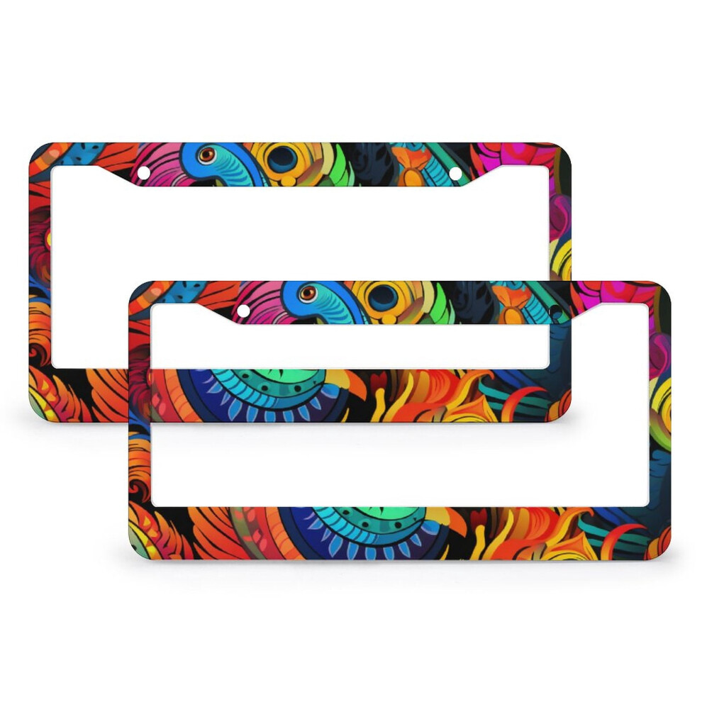 Colorful Thanksgiving Turkey License Plate Cover Holder (2 Pcs), Aluminum, Us/Canada Standard, Compatible With Standard Tags 9401284809838