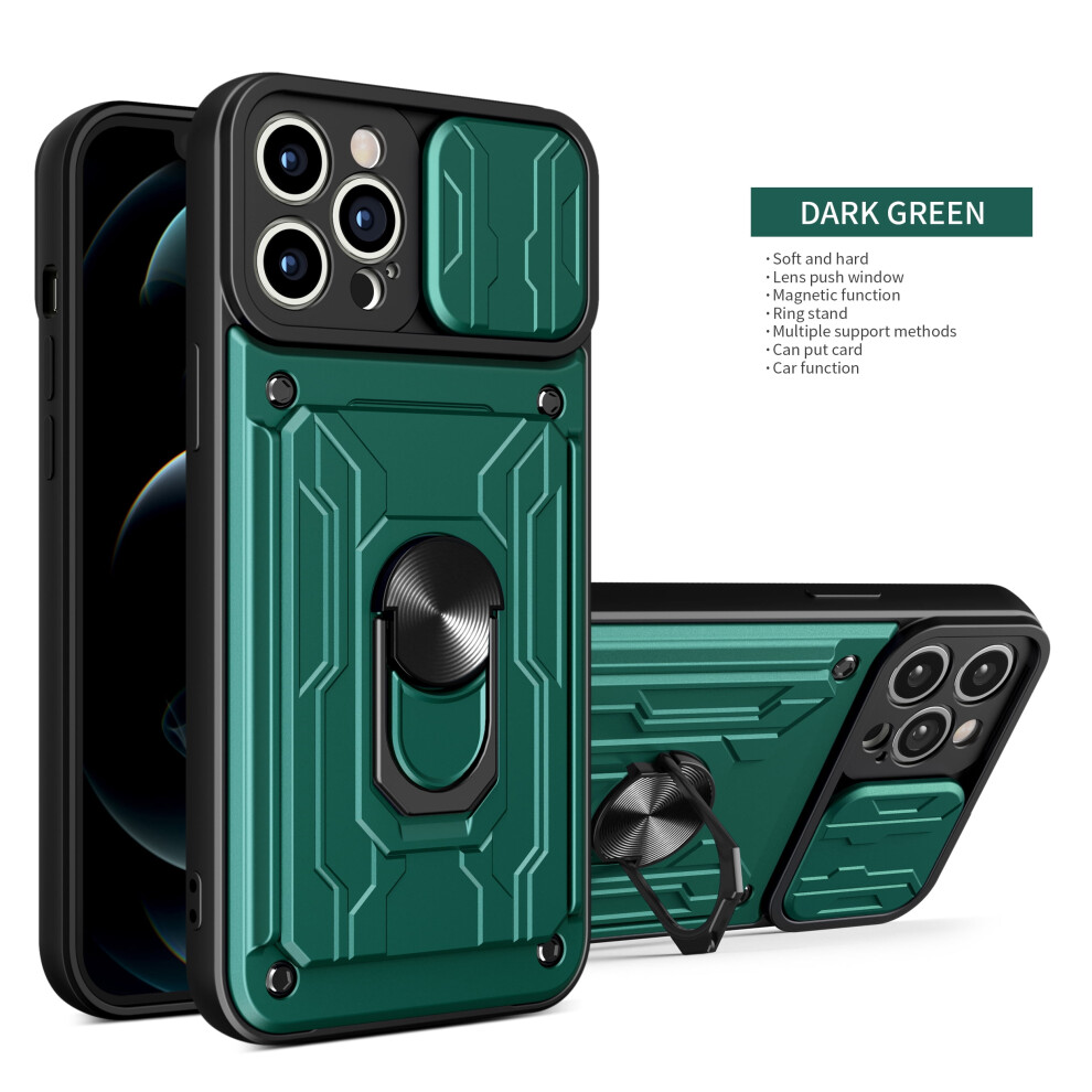 Wallet Case For Iphone 15 Pro Max: Camera Cover, Kickstand, Slide Lens Protection, Card Slot, 360 Ring, Rugged Shockproof Â Green 9097180896302