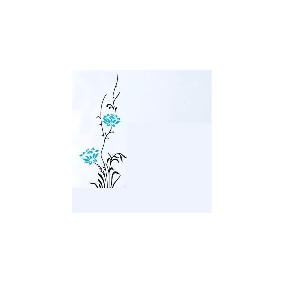 Home Decoration Vinyl Wall Sticker Decals Mural Art Blue Flower Black Vine 9097180896005