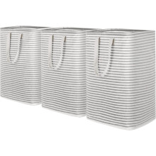 WarmHaven 3-Pack Collapsible Laundry Hamper, 380L, Freestanding & Waterproof, with Carry Handles—Gray, Compatible with Laundry Room, Bedroom,