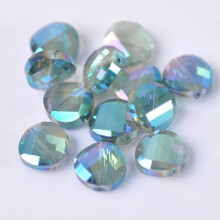 10 szt. 12/14/18 mm skręcane monety fasetowane kryształowe szklane luźne koraliki do wyrobu biżuterii - 18 x 7,5 mm - kolor zielony